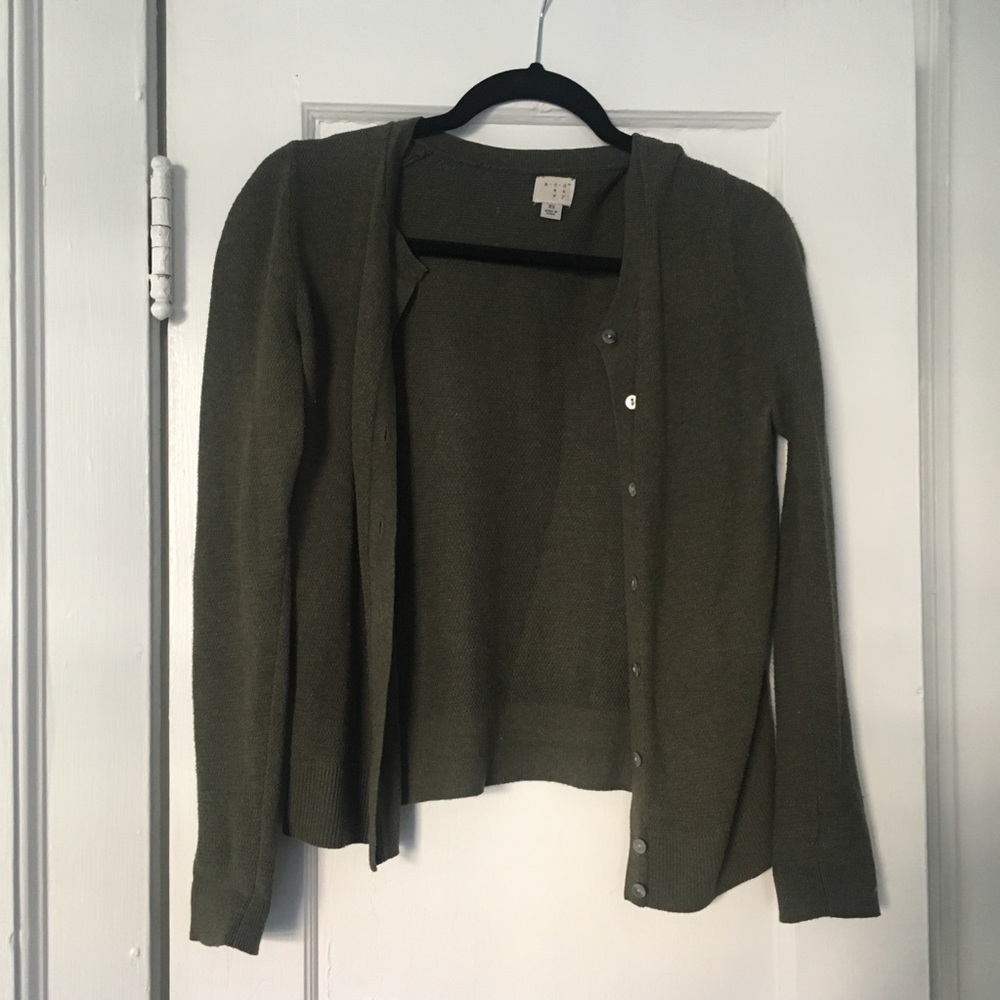A New Day Olive Green Knit Button Up Cardigan XS